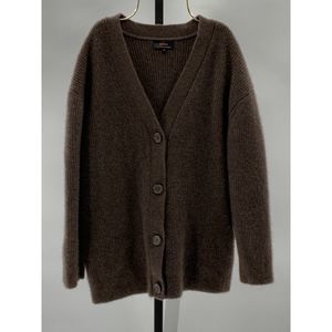 Quince Women's Mongolian Cashmere Oversized Boyfriend Cardigan Sweater Brown S